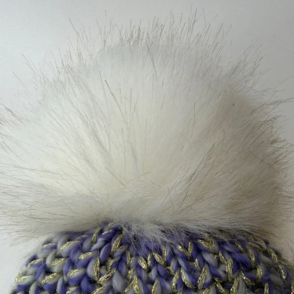 Multicolor Knit Beanie with Pom Pom